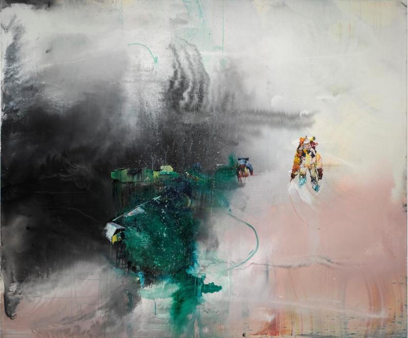 Alexia Krauthäuser, Bande, 2012, Mischtechnik auf Nessel, 200 x 240 cm Alexia Krauthäuser, Bande, 2012