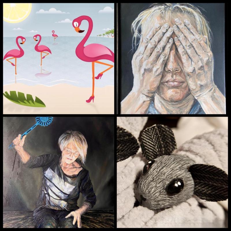 Je zwei Ausschnitte von Arbeiten Tina Wahrens und Ilsabé Prinzhorn